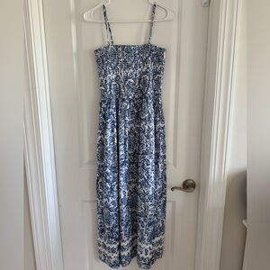 Sail to Sable Blue and White Smocked Dress